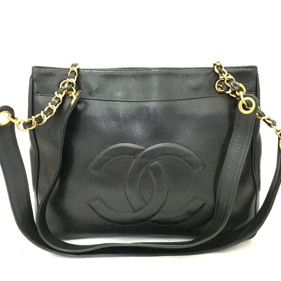 CHANEL CC Logo Caviar Skin Chain Shoulder Tote Bag - Picture 5 of 12